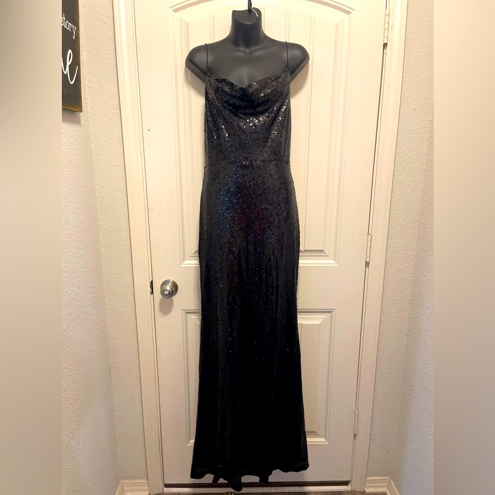 Formal evening gown black sequins